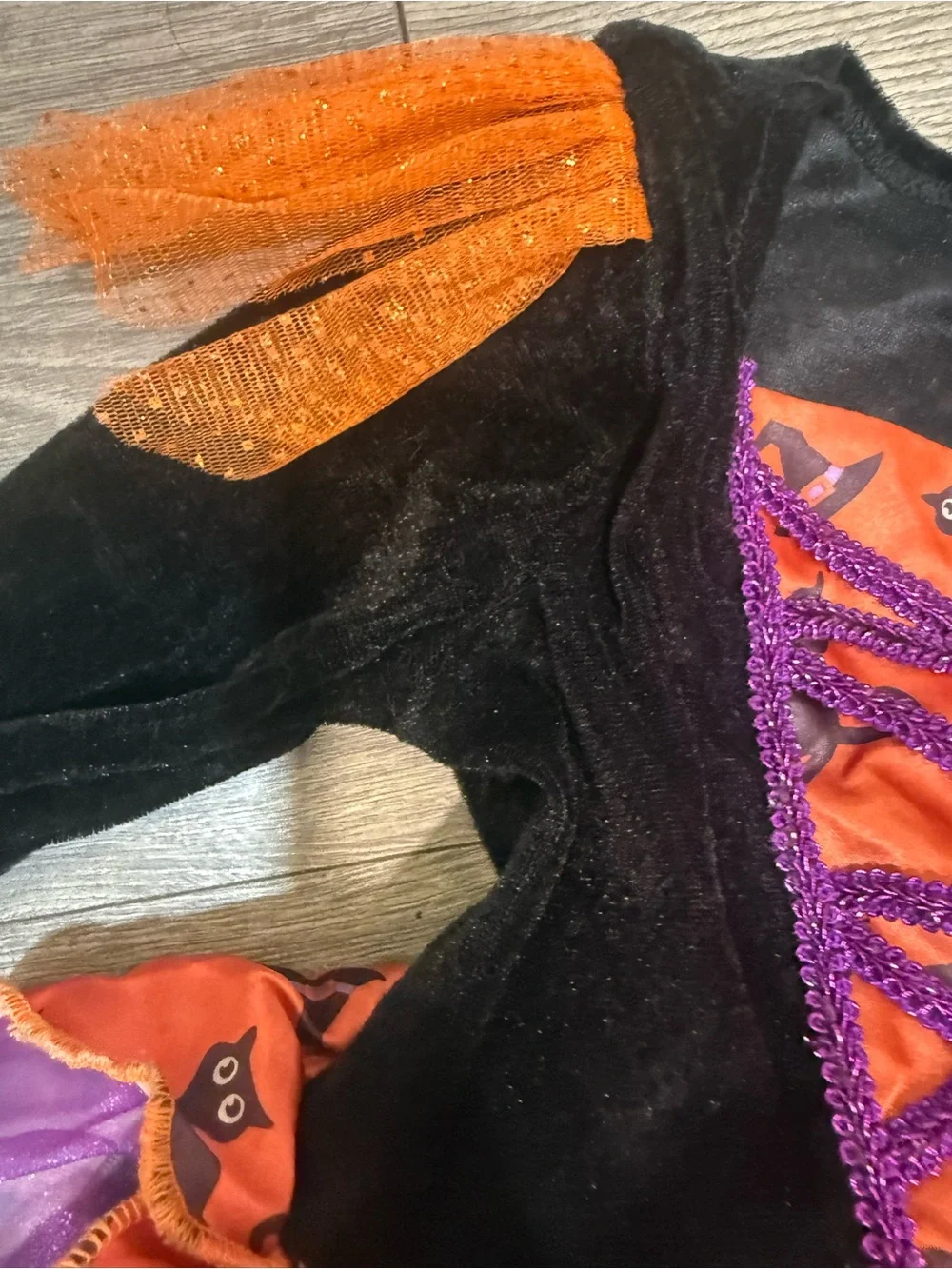 Toddlers Halloween Witch Costume Dress - Black, Orange & Purple